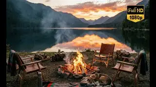 Lakeside Campfire Sounds 🔥 | 5 Hour Relaxing Fire & Nature Ambience