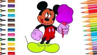 Mickey Mouse with Ice Cream Coloring Pages for Kids