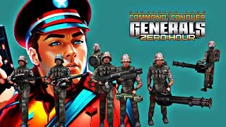 Command & Conquer Generals Zero Hour USA 1 vs 2 HARD Infantry China (Trinity Island X)