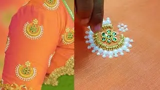 zardosi work on blouse | aari work blouse designs for beginners | motifs | #203