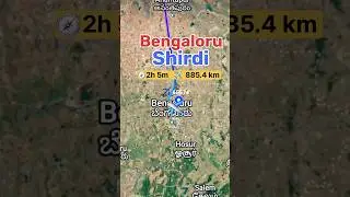 Bengaloru to Shirdi flight Route #flightpath  #travelmap #flightroute #googleearth #flightroutemap