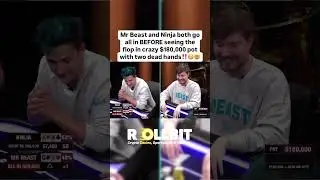 Mr beast and ninja go all in before the flop making the pot $180,000 #mrbeast