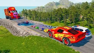 Big & Small McQueen & Police Car vs Zombie Mack  BeamNG.drive Garrys mod new 