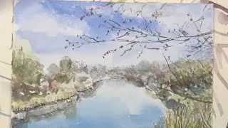 30 minutes to paint that branch?! Ok realtime watercolor painting