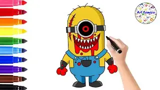 Sketch and Coloring Minion.EXE Drawing Easy | Minions | Step by Step | Painting | Art