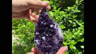 Natural Deep Purple Amethyst Cut Base Crystal Geode Specimen - RGD635