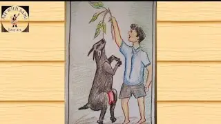 how to draw boy with Goat drawing/love care save animal drawing -art with sami