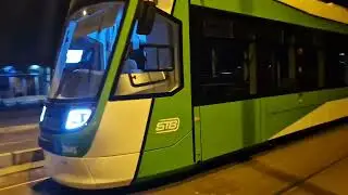 Tramvai Astra Imperio Metropolitan #3845 al Stb în probe tehnologice pe Linia 1