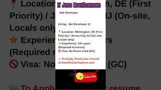 .Net Developer Job in DE & NJ (Sept 30, 2025)