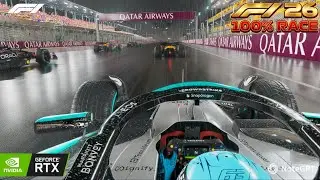 F1 26 UItra Realistic &ndash; Mercedes AMG W15 |  100% Wet Race|Qatar Night GP | Real Onboard POV | 4K RTX