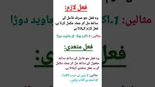 #urdu..Fail Lazim | Fail mutadi #shorts #grammar #literature