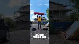 Overhead Day. Log Press 90kg 198lbs. Atlas Stone Press 45kg 99lbs. Garage Strongman Home Gym