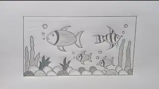 how to draw an aquarium|easy way to draw aquarium|fish tank drawing
