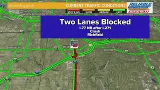 Crash on I-77 North in Richfield causing major traffic delays for Summit County drivers