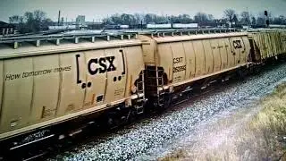 Csx Mac engine trailing on a grain train in fostoria Ohio