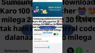 Samsung wallet download Karo cashback Milega Mera referral code Dalo aapko mil jaega #mobileoffers