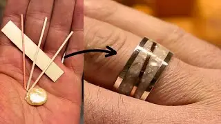 How to make an engraved ring using silver copper and pearl