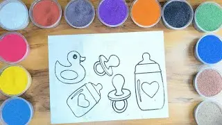 Relaxing Sand Art Painting of Cute Kids Supplies Drawing for Toddlers | @Colorburstfantasy