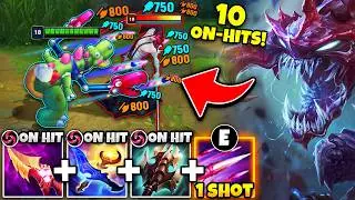 Cho'Gath but I apply 10 ON-HIT EFFECTS at once with my E... (ONE SHOT ANYTHING)