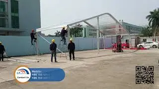 Installation of 15m Transparent Cover Arcum Tent for Outdoors Wedding party Catering Event
