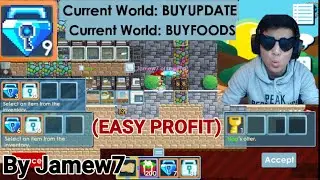 Buying BUYUPDATE & BUYFOODS World For! 9 Blue Gem Lock! (EASY PROFIT) OMG!! - Growtopia