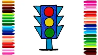 Traffic Light Drawing for Kids | Easy Oil Pastel Drawing Step by Step | ট্রাফিক লাইট আঁকা। 