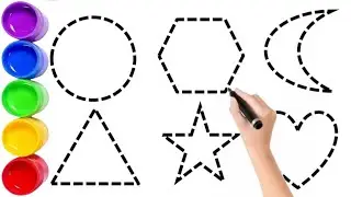 easy shape drawing, drawing circle shape smile emoji, sun triangle, preschoool learn video