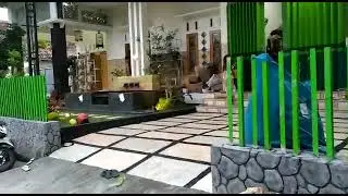 Proses pembuatan taman, kolam minimalis, carport, tebing relief (kediri, jatim) wa 082132958463