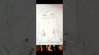 A sketch of a muslim girl kissing quran_pak A beautiful girl