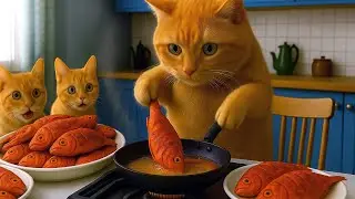 Cat Cooking Time! Spicy Red Fry & Green Fish Curry | Episode 3: Mama Cat Fishing Diary