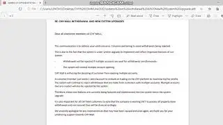 CHYmall | Withdrawal issues Addressed (Communique 34)