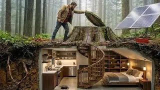 Building a Hidden House in the Forest (ASMR) | Silent Underground Bunker