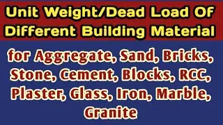 Dead Loads As per IS 875:1987 Part -1 I Unit Weight/Density of Building Material I GraniteI Marble