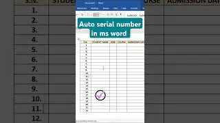 Auto serial number in Ms Word #shorts #viralshorts #words #ytviral #ytshorts