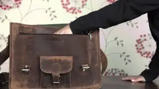15 Inch Brown Leather Satchel By Scaramanga