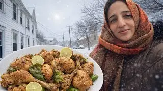 Pakistani mom in America Snow Day Routine / Pakistani desi Cooking & Balochi Tikka