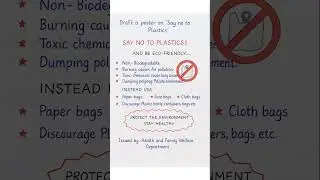 Say No to Plastic ✋ | Eco-Friendly Poster for Students | Handwritten Notes