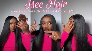 This HD Lace Yaki Straight Wig is bomb! No work needed ! Clean Hairline Ft. ISEE HAIR