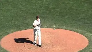 LHP Dan Runzler mound warm-ups
