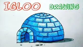 How to draw easy Igloo for kids# Different type of house # Easy oil pastel drawing for kids.