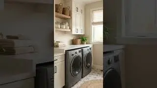 Neutral Laundry Room Aesthetic Organization Inspo #LaundryRoomInspo #HomeOrganization #NeutralHome