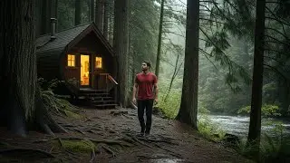 Building A Secret Room Inside A Tree Trunk Over A Waterfall (ASMR)