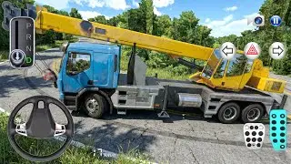 Mounted Crane Truck Crossed Mountain Forest Road | 3D Driving Class