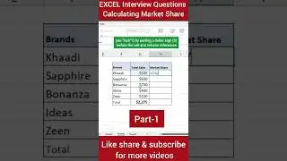 Excel interview Questions  | Market Share | #excelshorts #exceltips #excelformula