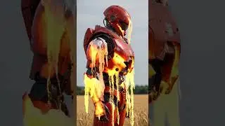 Robot Melting And Showing Its Skeleton