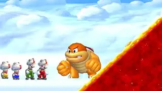 New Super Mario Bros U (Cloudy) – 4 Players Co Op Walkthrough #1