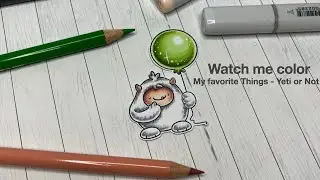 MFT Stamps Yeti or Not I Coloring with Copic Markers and Polychromos