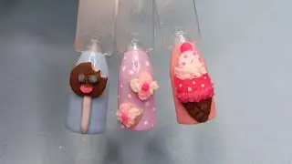 Como realizar figuras kawaii con acrílicos #kawaii #helado #uñaskawaii #3d