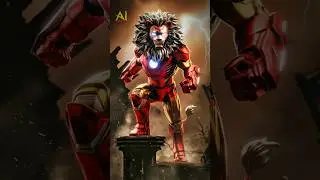 IRONMAN +LION HYBRID #shorts #aihybrids #ironman #ironmanhybrid #lionhybrid