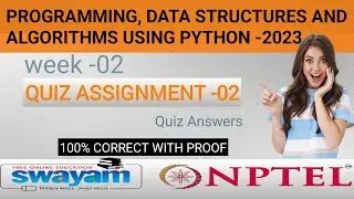 Programming, Data Structures And Algorithms Using Python | NPTEL WEEK 02 Quiz Answers 2023